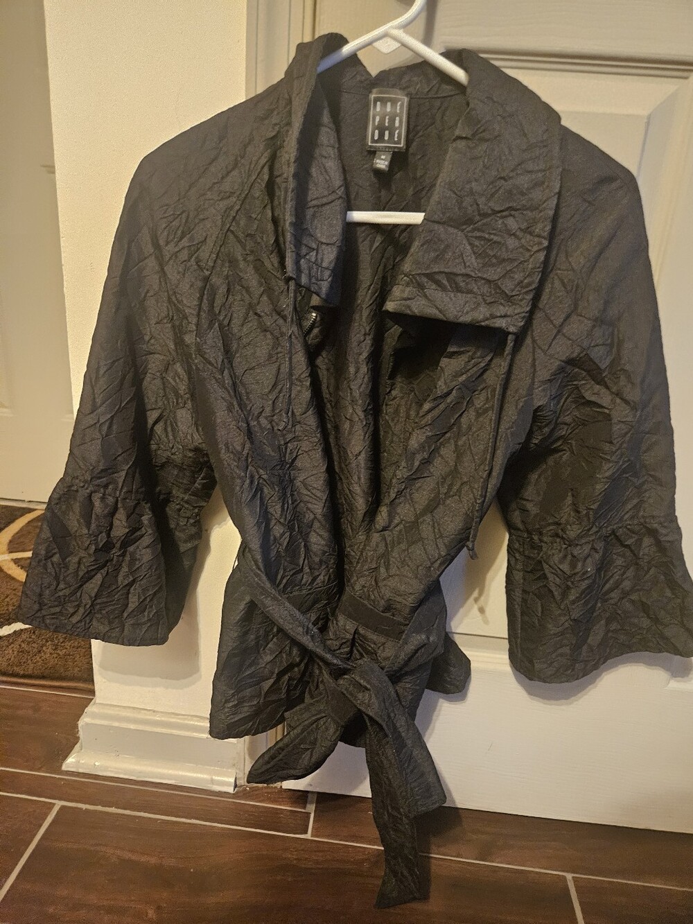 Women's Black Crinkled Wrap Jacket